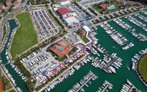 Aerial view of the boat show site